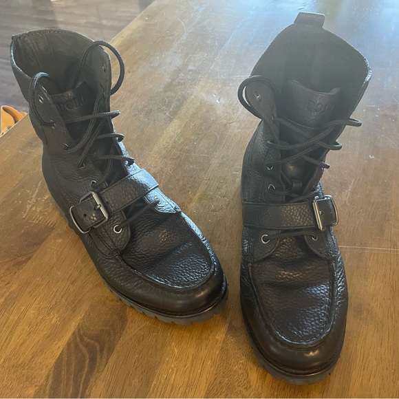 Polo Ralph Lauren Ranger Black Leather Boots - Picture 1 of 5